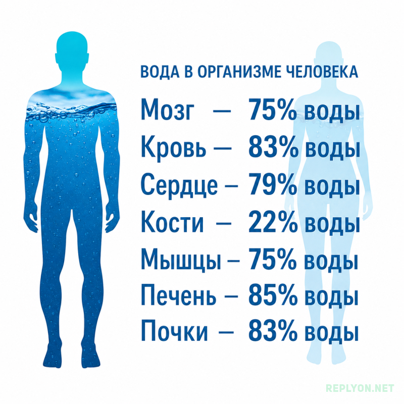 Сколько воды содержится в человеке
