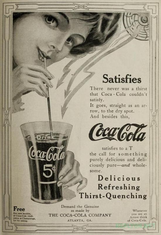 Старинная реклама Coca-Cola начала XX века