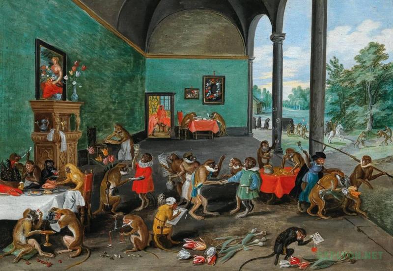 Карикатура на тюльпаноманию в Голландии 1637 года