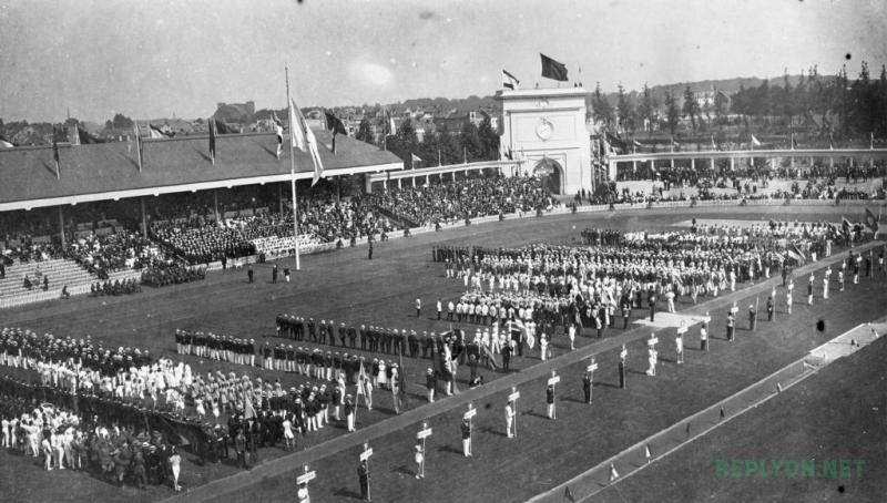Первый олимпийский флаг Олимпиада Антверпен 1920