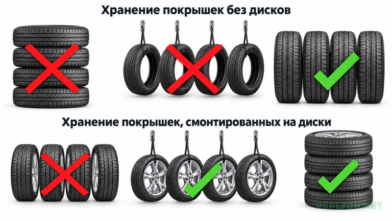 Как хранить зимние колёса на дисках