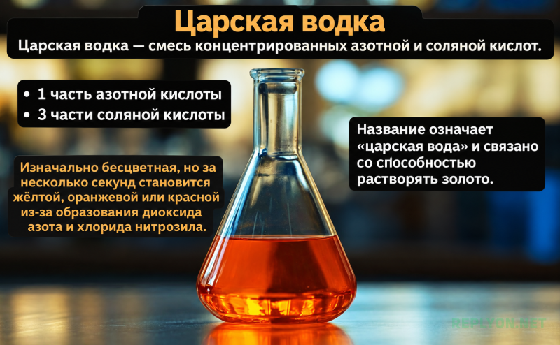 Царская водка в лабораторной колбе