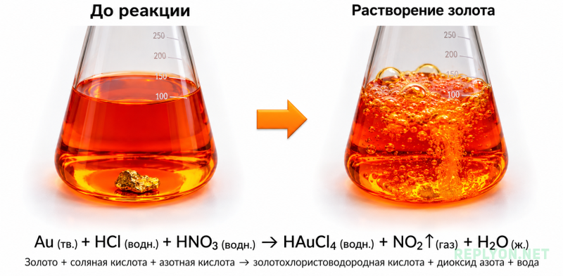 Царская водка растворяет золото